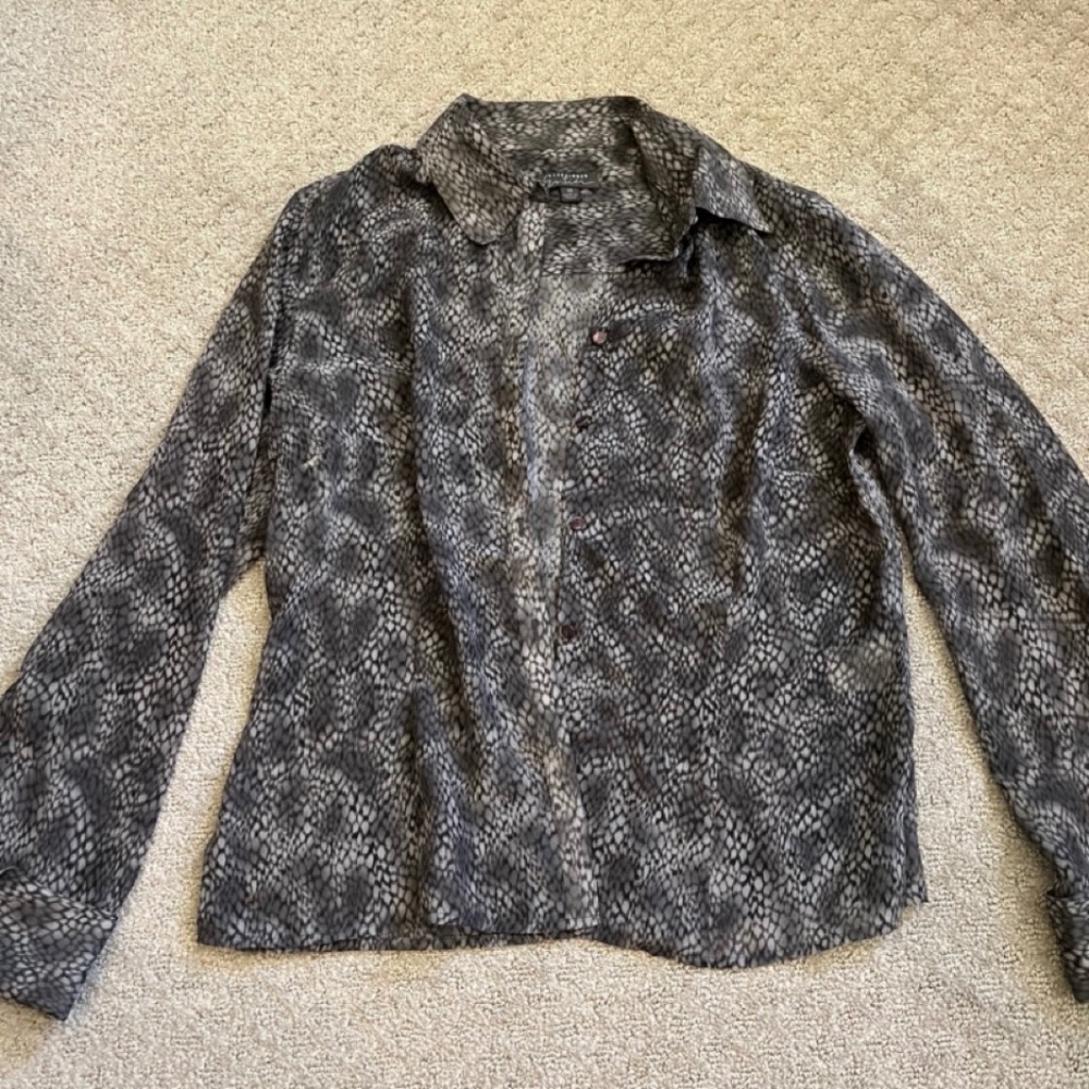 Sheer Grey and White Blouse